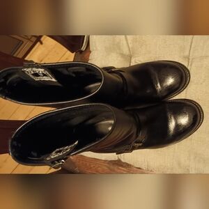 Black FRYE Leather Women's Bike Boots- Made In USA